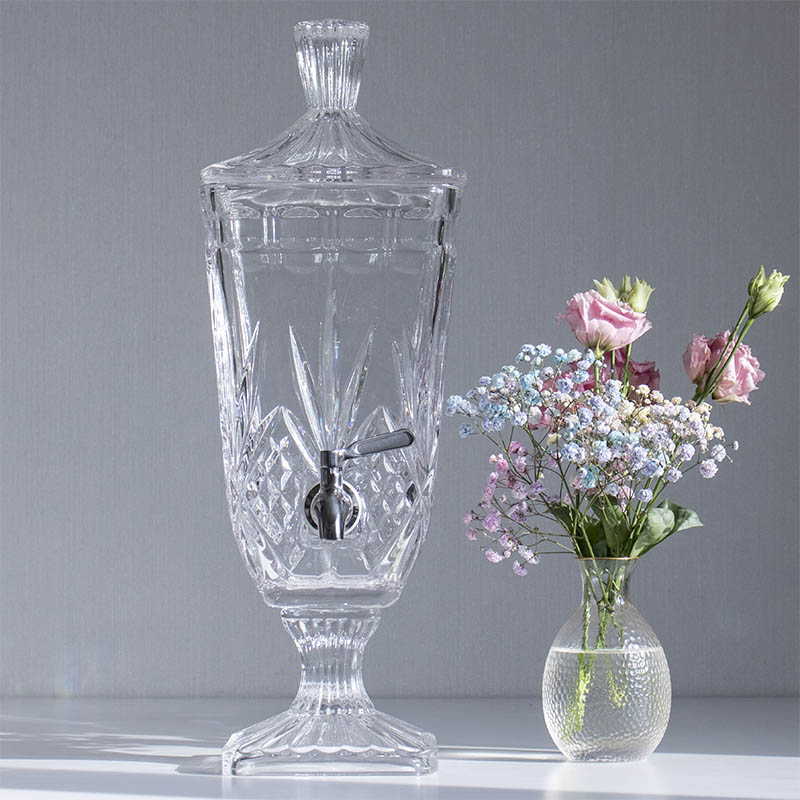 3Н КРИСТАЛЛ 800-800 Лимонадница на ножке 3.0л с нержавеющим краном (дизайн кристалл, квадрат)